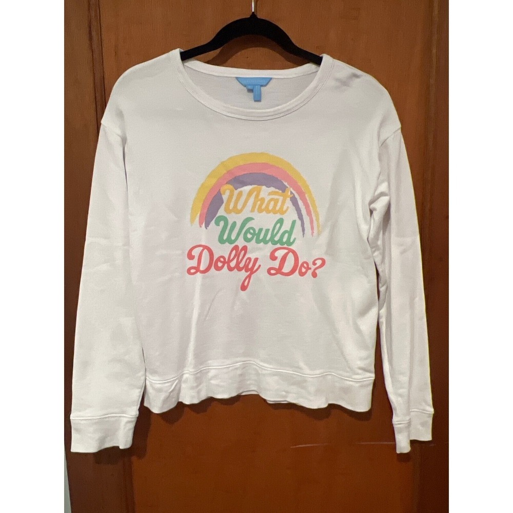 Draper James - What Would‎ Dolly Do? Sweatshirt white small lightweight rainbow - Picture 2 of 8